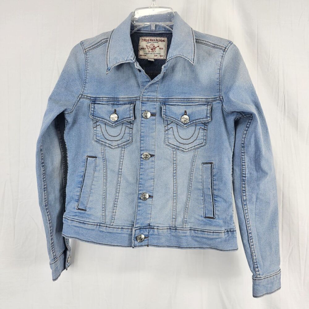 True Religion Women's Size Medium Jesse SN Slim Denim Jacket Light Wash